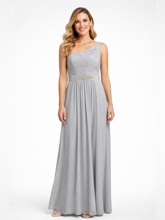 Adrianna Papell Dresses & Skirts - Adrianna Papell Gray Chiffon One Shoulder GALA Gown SZ 6 NWT Formal Evening MOB